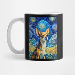 Chihuahua Dog Breed Painting in a Van Gogh Starry Night Art Style Mug